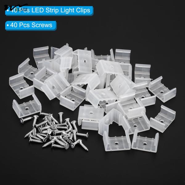 LED Strip Light Clips 40 Pack Mounting Bracket Fixing Clips Plastic Clamp Holders with Screws