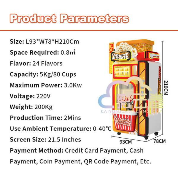 Automated Popcorn Vending Machine Manufacturers 24 Flavors Customized Color