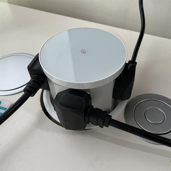 18W Wireless Charger Pneumatic Lifting Socket UK Power Hidden Outlet Kitchen Island Office Desktop Pop Socket