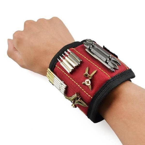 Quality Hot Sale Polyester Strong Magnetic Wristband Portable Tool Bag Pouch Electrician Wrist Tool Screws Nails Drill Bits Holder for sale