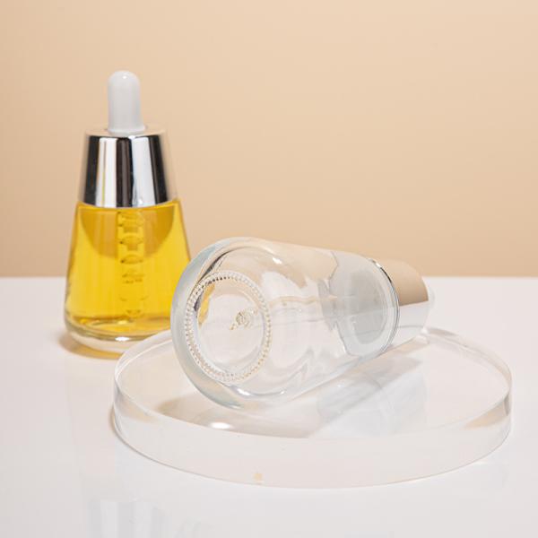 Industrial Cosmetic Elegant 30ml 50ml 1oz 2oz Green Empty Oil Serum Dropper Bottles with Box Customize Unique Cone Shape