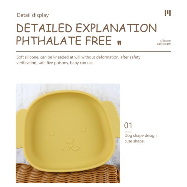 Dog Shape Toddler Silicone Plates Food Grade Non Toxic Eco Friendly