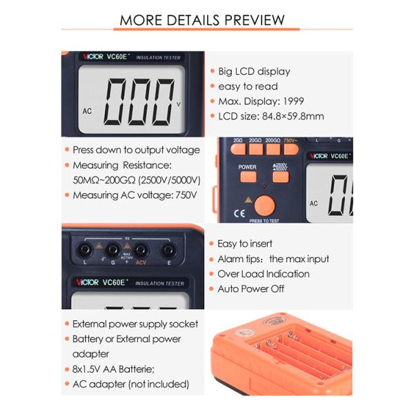 Digital 5000V High Voltage Insulation Tester With Multimeter / Analog
