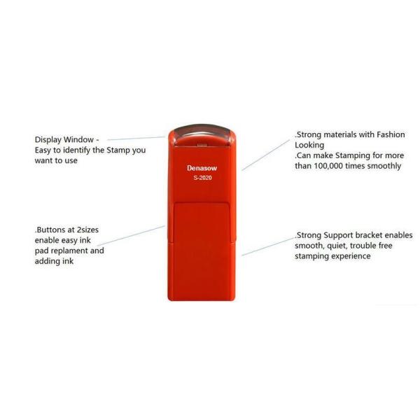 Cheap and Good Denasow Plastic ABS PP Material Square 20mm Custom Self Inking Rubber Stamp Inked Pad