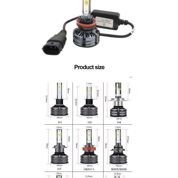 Universal 3 Color Brightest Led Headlight Bulbs H1 H3 H4 H7 H11 9005 9006