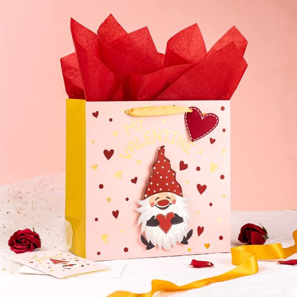 Custom Gold Foil Logo Valentine's Day De Papel Paper Gift Craft Shopping Bags With Handle