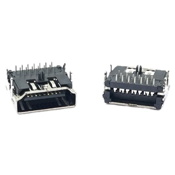 LCP Black Micro HDMI Socket Connectors 2.1 AF DIP 19Pin STD Panel GRD Flange