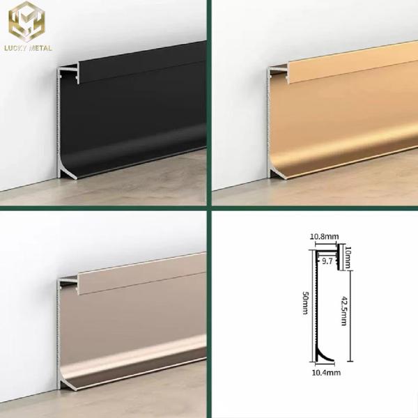 Brushed Aluminium Skirting Profile With Led Lights Commercial Buliding