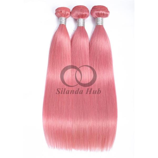 Pink Straight Remy Human Hair Bundles Sew In Weave Bundles Brazilian Bundle Deals
