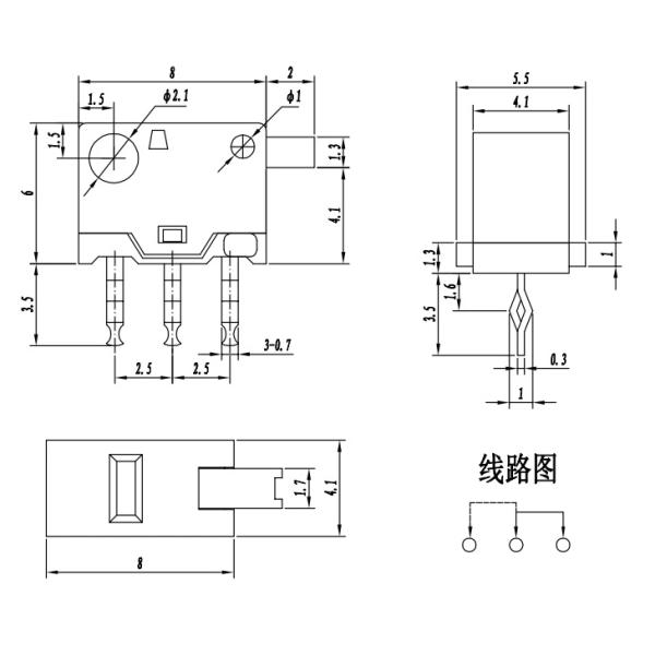 0.3 - 0.7N Mini 3 Pin DIP Push Button Switch DC30V 0.1A