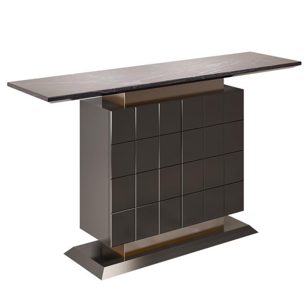 Quality Two Doors Stainless Console Table Dark Oak Marble Top Console Table for sale