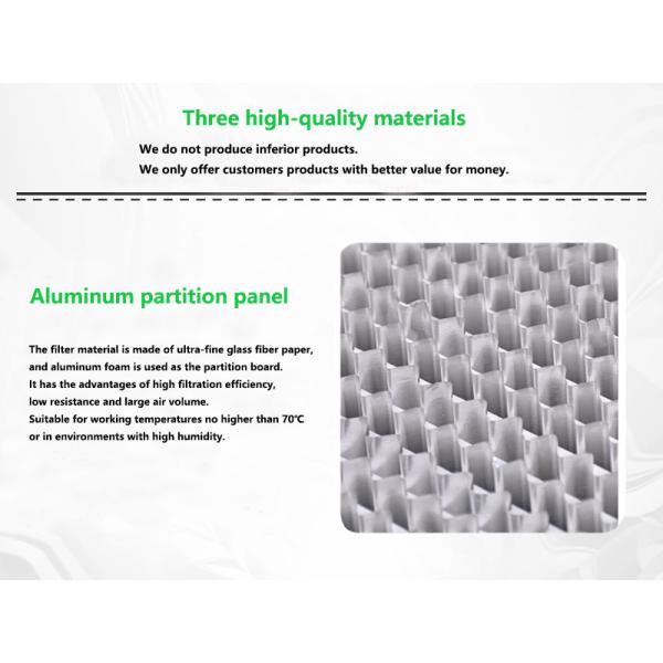 HEPA air filter side view showing frame construction