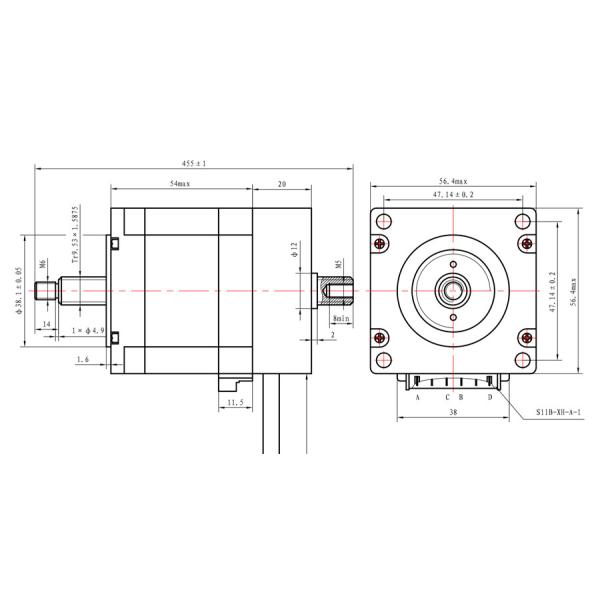 NEMA 23 Hollow Shaft Stepper Motor 57x57x54mm For Bespoke Ball Screw Or Lead Screw