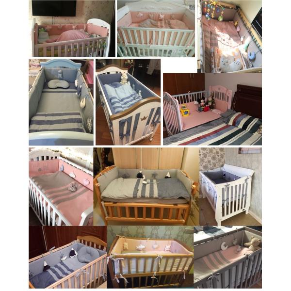 Moon / Stars Baby Crib Bedding Sets 5 Pcs Bed Reducer Size Customized