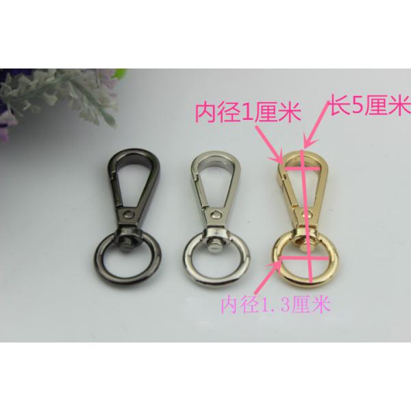 Custom-made zinc alloy metal gold 13 mm round & 20 mm oval eye bolt snap hooks with hanging plating