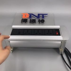 China Thick aluminum material manual flip up conference table power socket wholesale