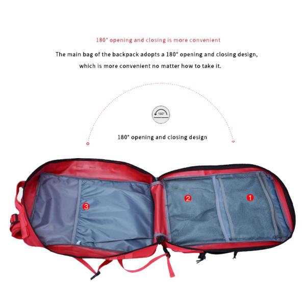 Red Polyester Tactical Travel Laptop Backpack 45L Outdoor Military Backpack