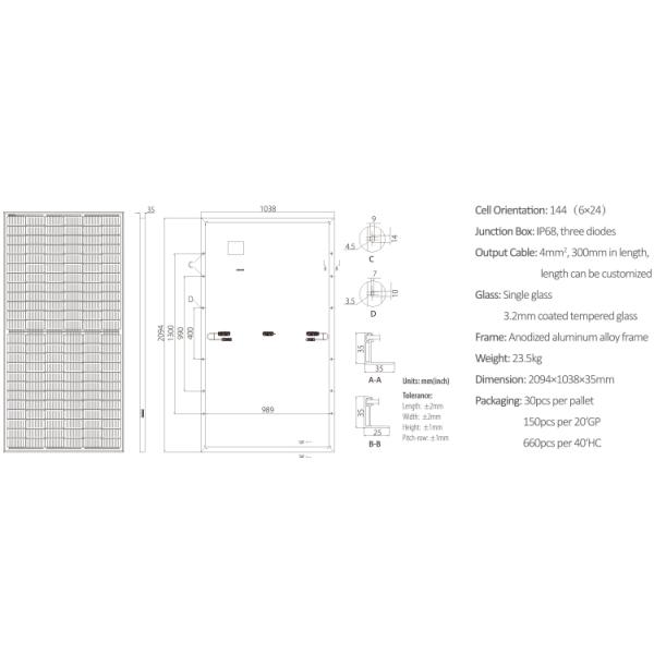 Bluesun Half Cell Mono Solar Panel 435W 440W 445W 450W 455W Solar Panel CE Declaration of Conformance Poland