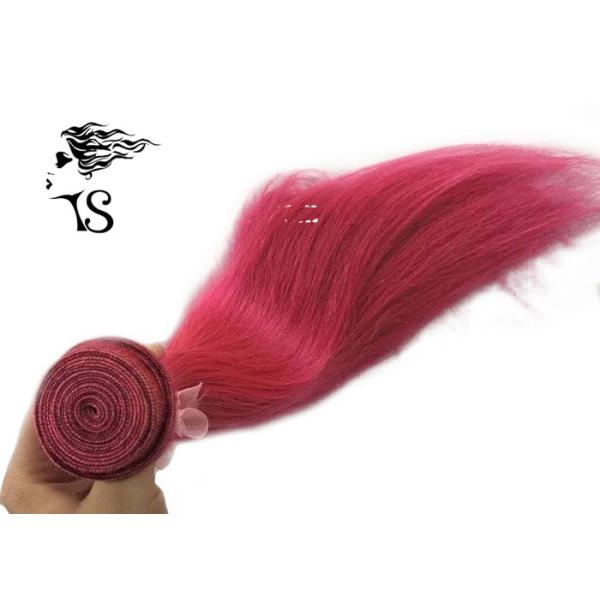 Red Straight Long Human Hair Extensions , No Smell Machine Weft Hair Extensions