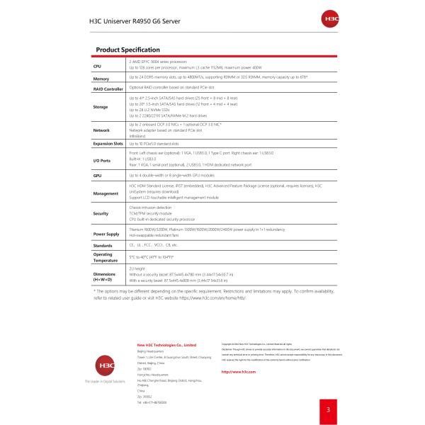 R4950 G6 2U Rack Server with 4 GPU Modules and RAID