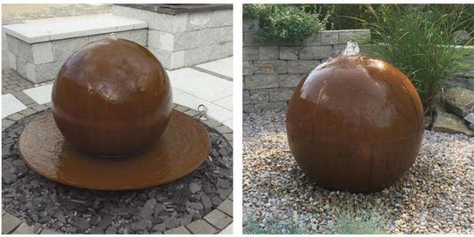 Fuxin Corten Steel Sphere Water Feature Garden Fountain Ball Shaped