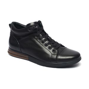 China Adult Lace Up Anti Odor Black Genuine Leather Boots wholesale
