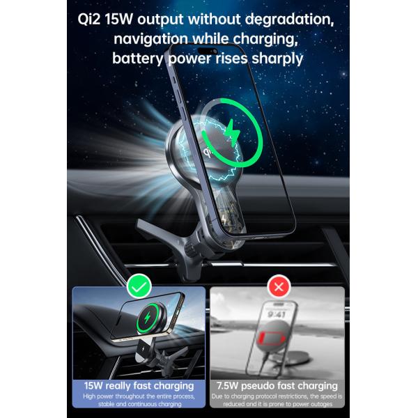 Ultra Thin Fan Cooling Magsafe Wireless Car Charger Q2 Customizable