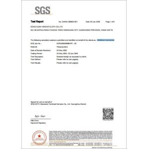Dong Guan Hendar Cloth Co., Ltd Certifications