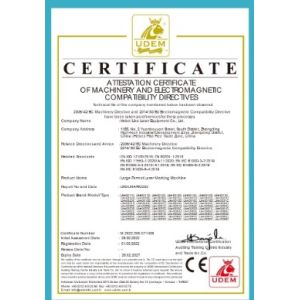 Hebei Immediate Laser Equipment Co., Ltd Certifications
