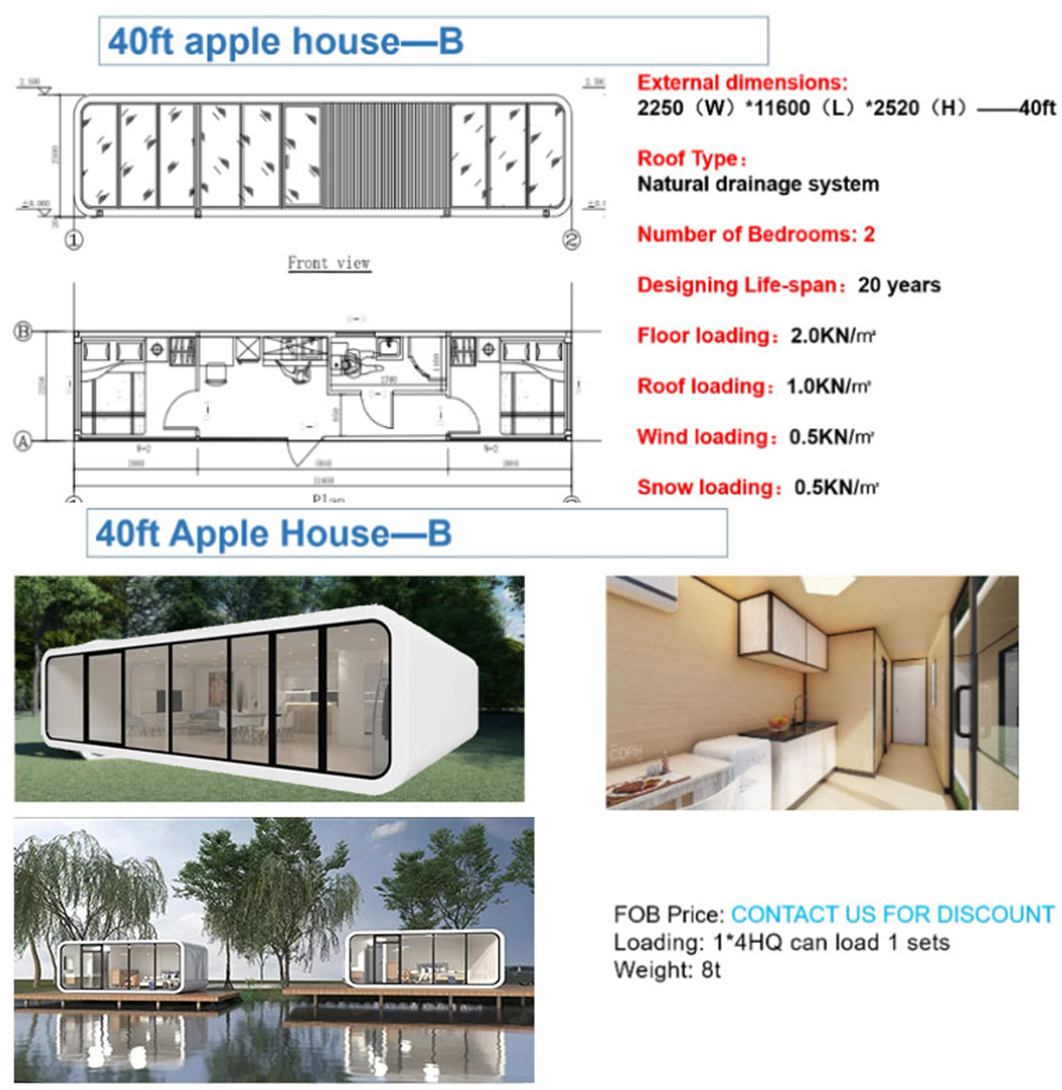 Living Room Garden Modern Design Modular Prefabricated House for Your Apple Cottage