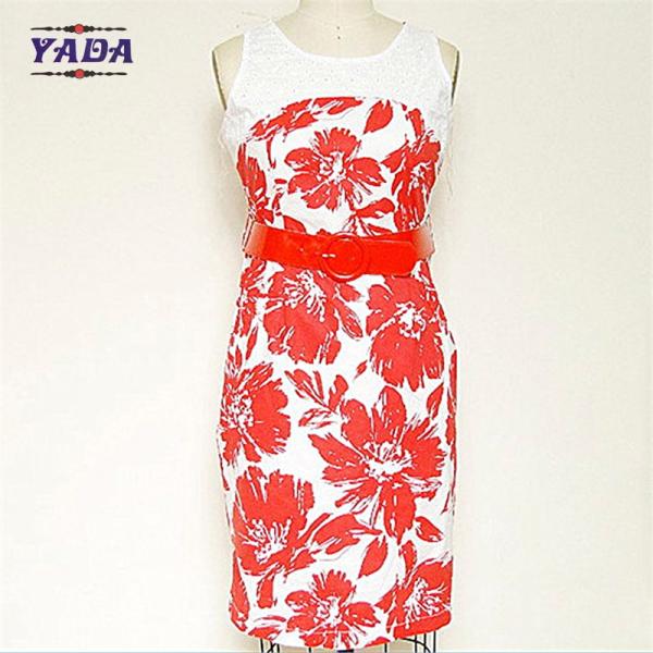 Ladies slim style sleeveless floral casual dresses women elegant designs fat ladies lady dress made in China