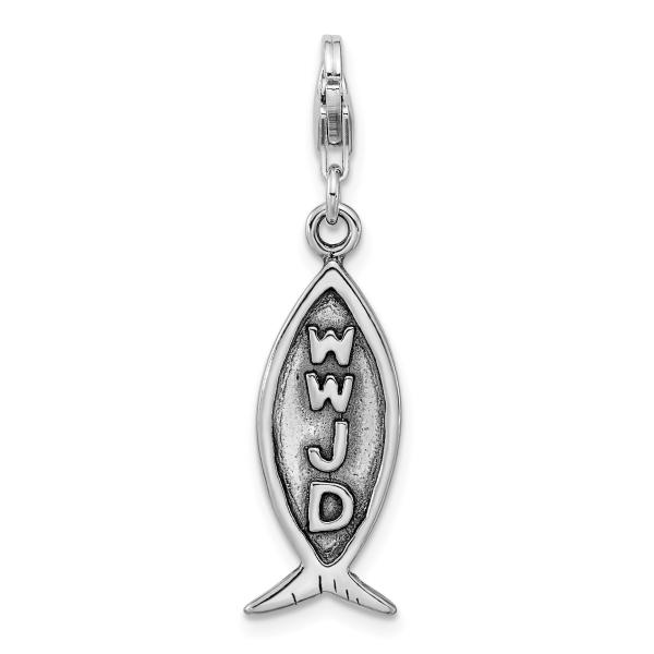 Quality Carat in Karats Sterling Silver Antiqued Rhodium-Plated Lobster Clasp Pendant  With Sterling Silver Cable Chain Necklace for sale
