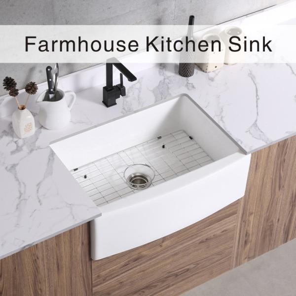 Quality Apron Front White Ceramic Farmhouse Kitchen Sink 30 Inch Single Bowl for sale