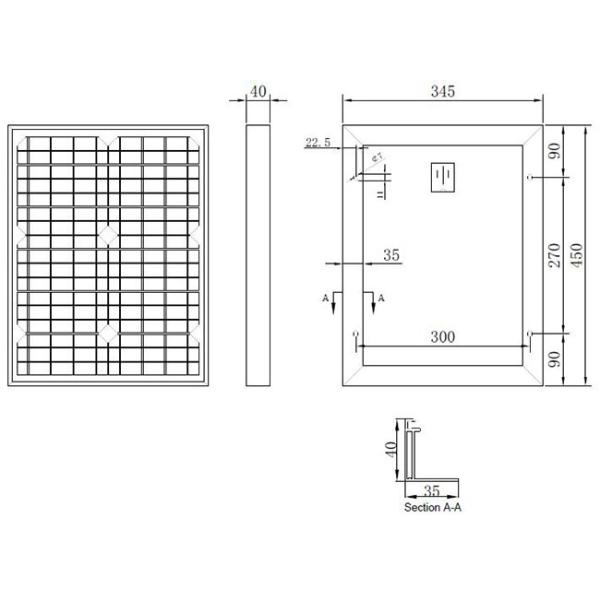 Small 25W Monocrystalline Solar Module High Transmission Tempered Glass IP65