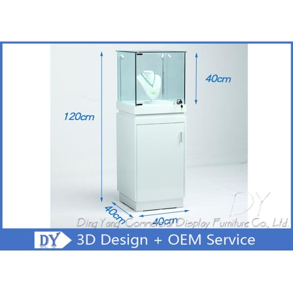 OEM Square White Glass Jewelry Display Cases / Lockable Jewellery Display Cabinet