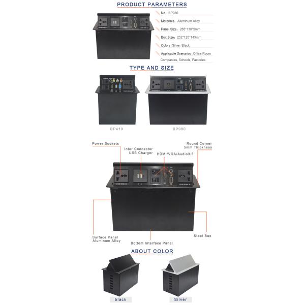 Professional Hydraulic Pop Up Socket With Double USB Charger Interfaces