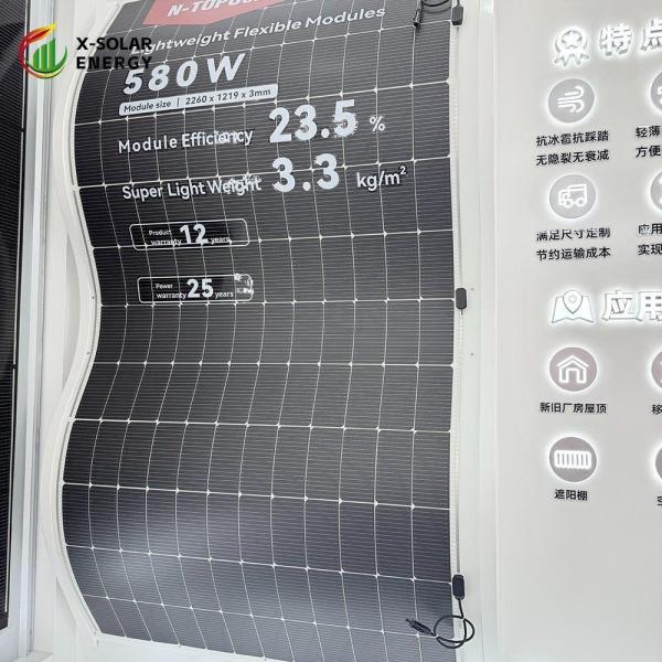 Quality 23.8% Efficiency Lightweight Photovoltaic Cell Panel BIPV Module Max. Power 580W Module Operating Temperature Range -40-85 for sale