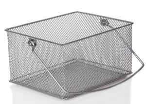 China Rectangular 370mm Lengh 250mm Width Wire Mesh Storage Baskets With Handle wholesale