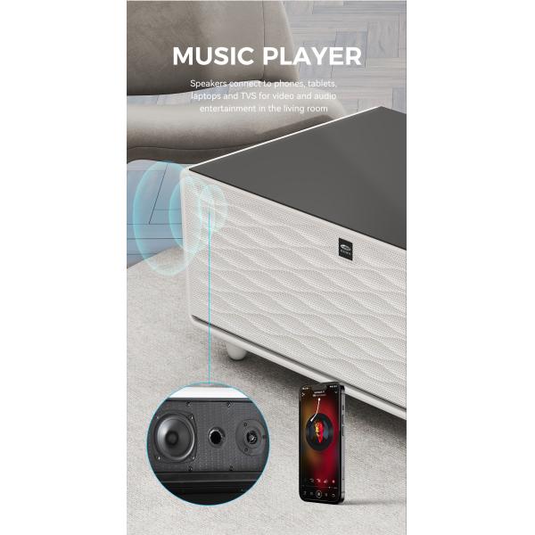 Music Table Wireless Charging Mini Fridge with Cooling Drawer and 60L Capacity