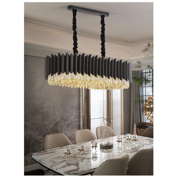 Black Led Chandelier Dining Room Oval Design Creative Kitchen Lamp interior decoration for home(WH-CY-186)