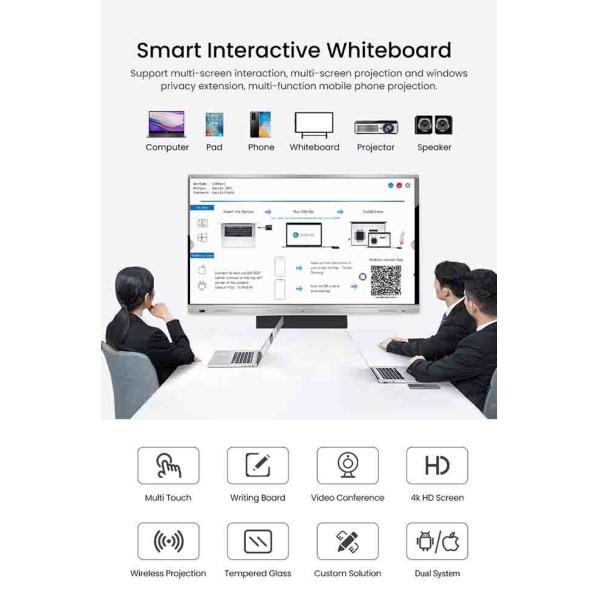 110in Smart Interactive Flat Panel 4K UHD Panel Smart Board With Android Windows System