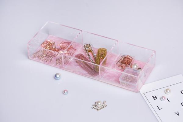 Quality 3 Section Multipurpose 3mm Acrylic Desk Organizer Tray for sale