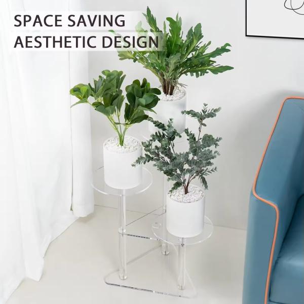 Easy Assemble Lucite Acrylic Plant Stand , Acrylic Flower Display Stand Shelf