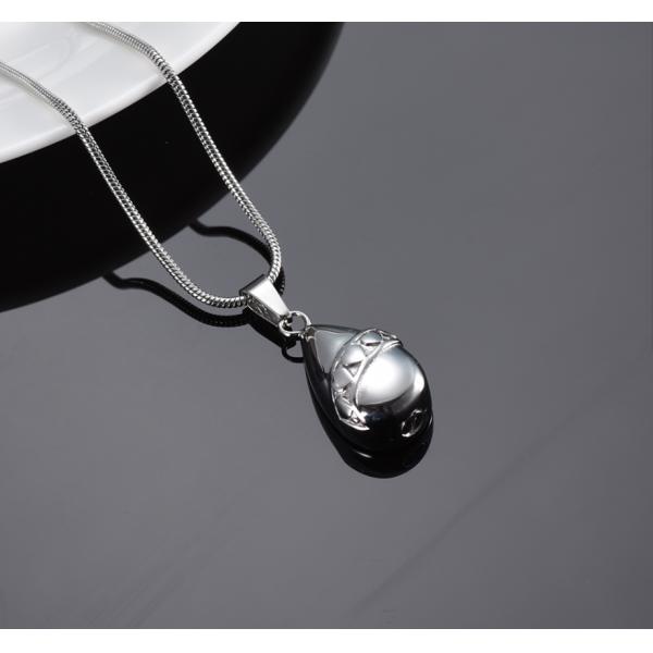 Stainless Steel Heart Water Drop Ashes Keepsake Cremation Pendant Necklace