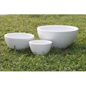 Modern Round Fibre Clay Garden Pots Hand Carved Lightweight