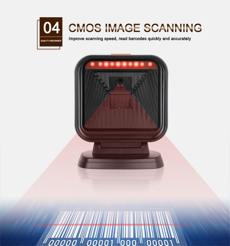 China Factory 1d 2d Barcode Scanner Desktop Table Top Omnidirectional Qr Code Reader for Supermarket