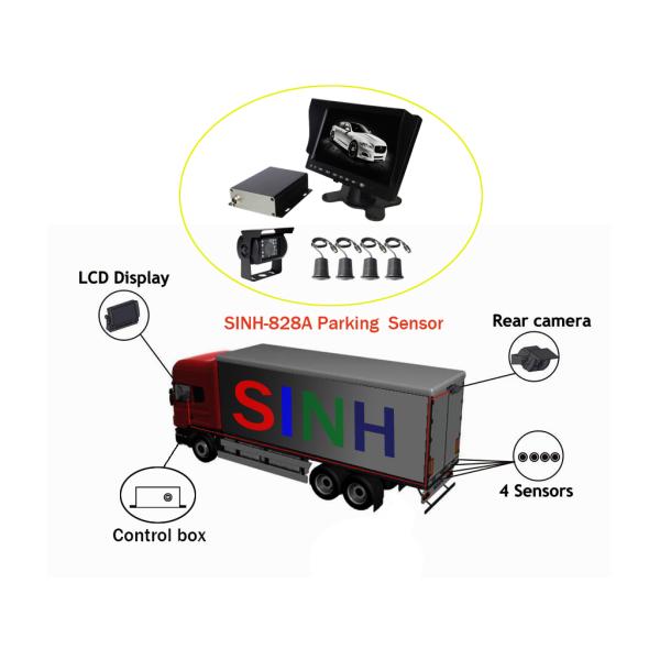 Parking Radar System with 6 Sensors for Various Large Vehicles with 0.4-5.0m Detection Range, LCD Display Distance and B