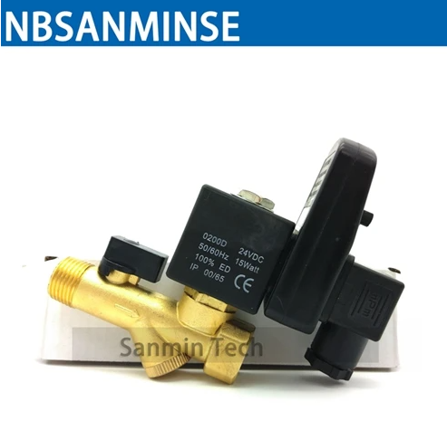 NBSANMINSE Electronic Drain Valve G1/2 1.6 Mpa SR-B-15 Brass Solenoid Valve DC24V AC220V Air Compressor Drainer