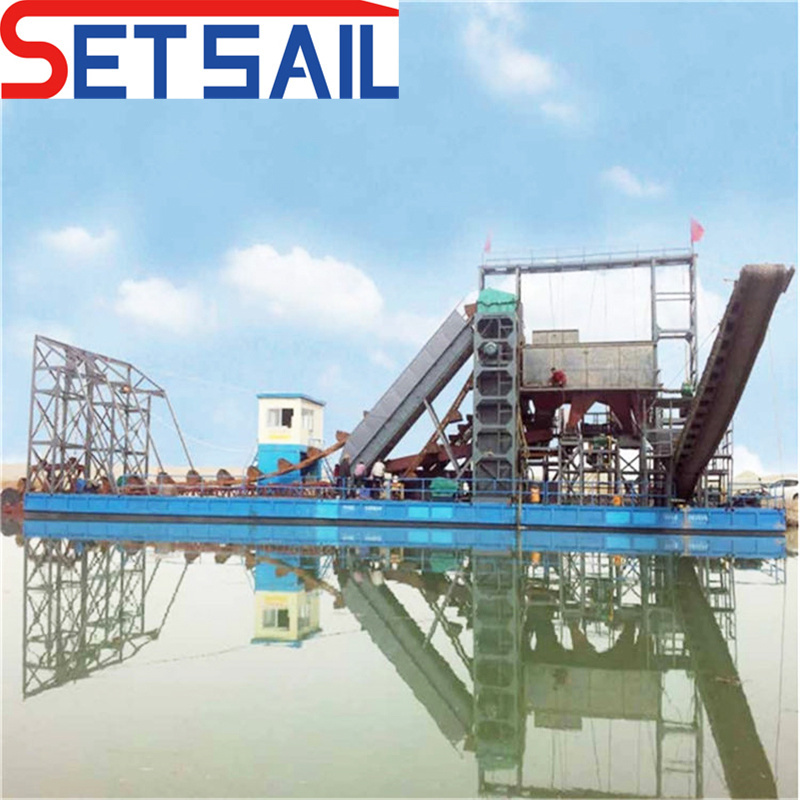 Chain Bucket Lake Gold Mining Boat with Diamond Centrifuge
