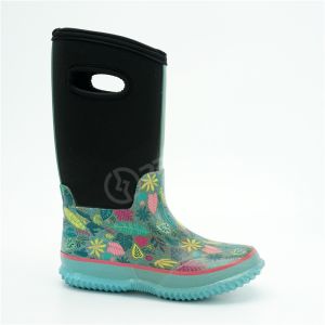 China Anti Slip 35EU Neoprene Waterproof Rain Boots With Leaf Printed wholesale
